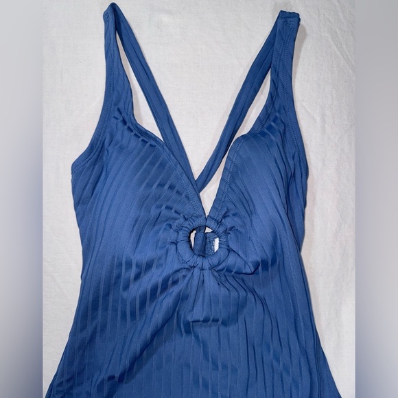 Kona Sol Blue Ribbed Bodysuit One Piece Size Small - Picture 3 of 11